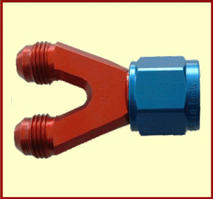 Adapter  aluminiowy Aeroquip Y 2x -6AN (męskie)  x -8AN (żeńskie)